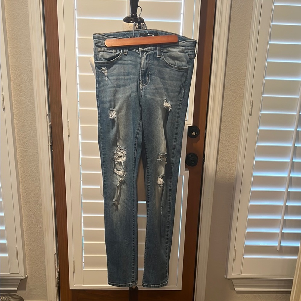 Flying Monkey Distressed Blue Jeans 28 NWOT